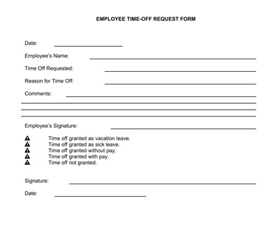 Fillable Employee Time Off Request Form Template