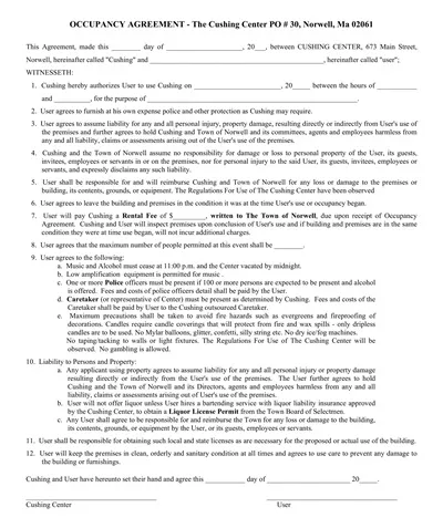 Formal Occupancy Agreement Template