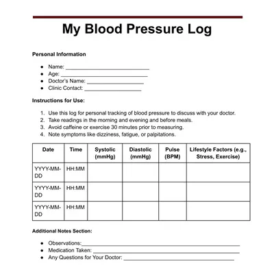 My Blood Pressure Log