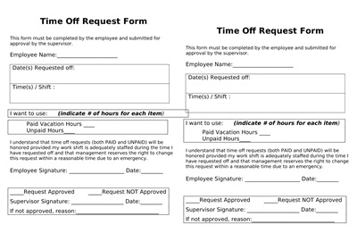 Office Time Off Request Form Template