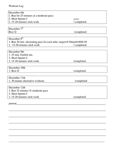 Running Workout Log Template