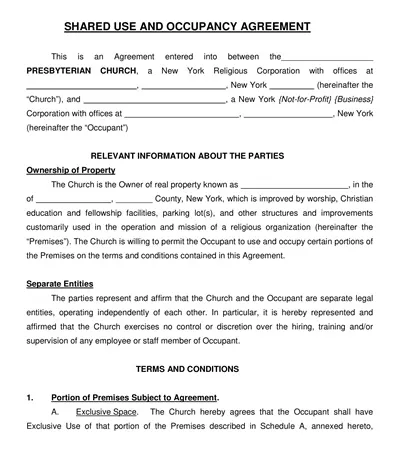 Shared and Occupancy Agreement Template