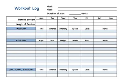 Simple Workout Log Template