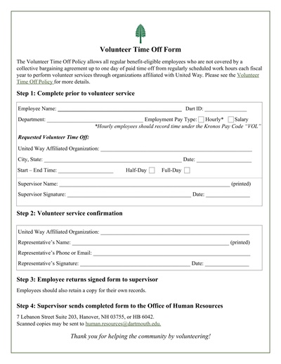 Volunteer Time Off Request Form Template