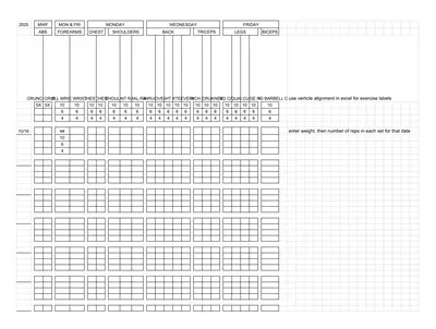 Weight Training Workout Log Template