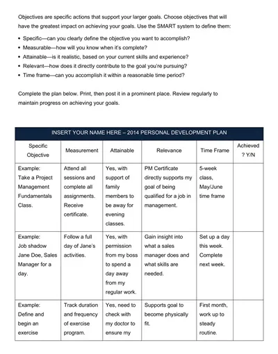 Personal Development Plan Example