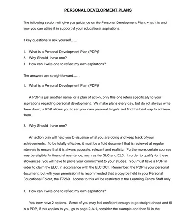 Personal Development Plan Sample