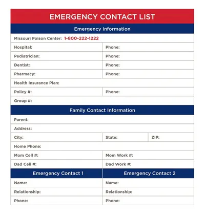 Simple Emergency Contact List Template