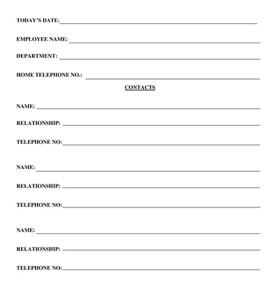 Standard Emergency Contact List Template